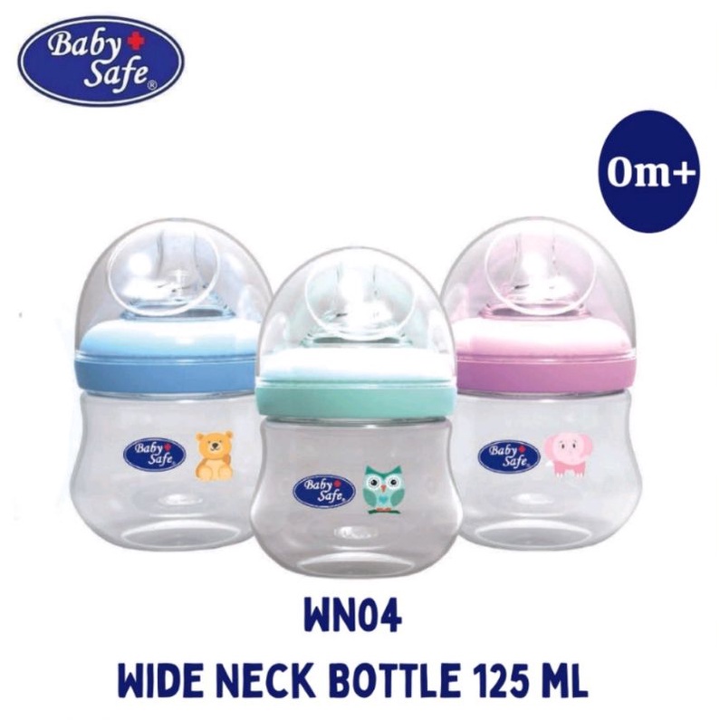 Baby Safe WN001 WN004 125ml (0m+) Milk Flow System Bottle Wide Neck Motif &amp; Polos