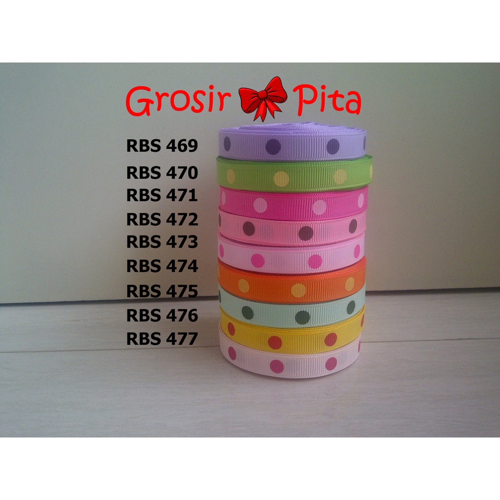 

(25 yard) Pita Grosgrain Motif Polkadot RBS 469,470,471,472,473,474,475,476,477 | Toko Bahan Craft | Grosir Pita