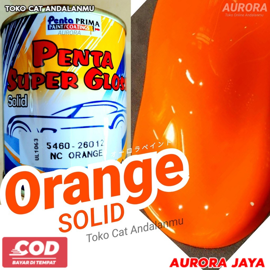 Cat Orange Solid Penta Super Gloss Oranye Oren Cat Mobil Motor Sepeda Glos