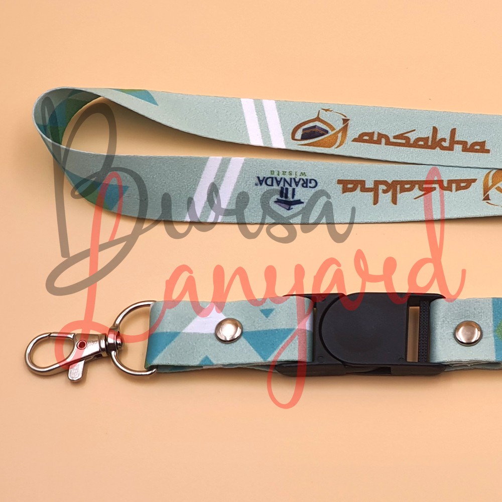 

LANYARD CUSTOM DIGITAL PRINT 2 Sisi 2 Cm | Tali / Gantungan ID CARD / Accesories Kantor Kait Chrome
