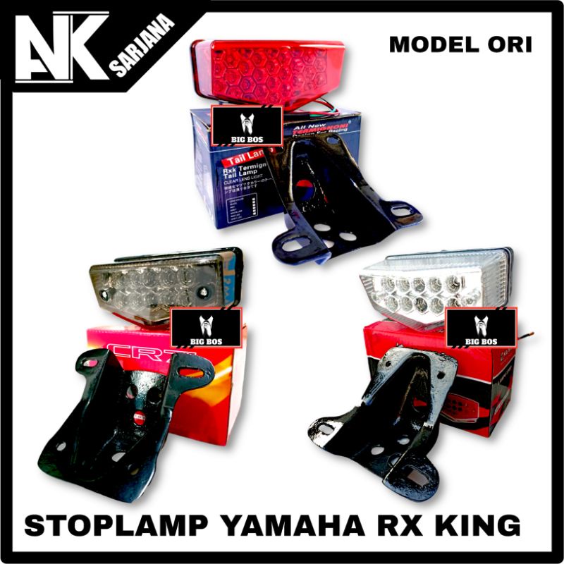 STOPLAMP LAMPU STOP LED DAN BOHLAM BELAKANG YAMAHA RX-KING RX KING LED MIKA MERAH BENING DAN SMOKE S