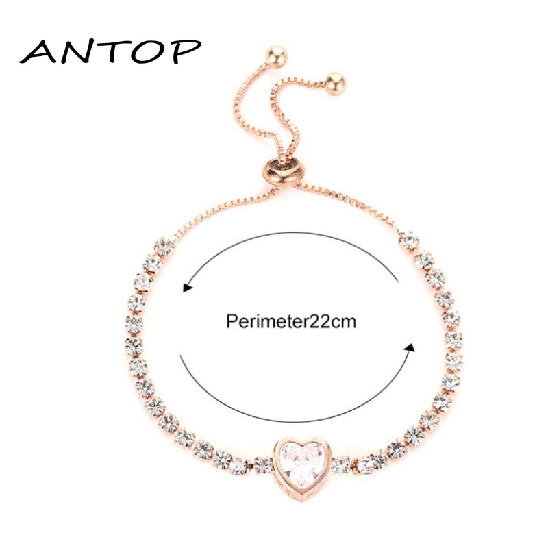 Fashion Baru Rose Gold Love Zircon Gelang Gelang Wanita Sederhana ANTOP