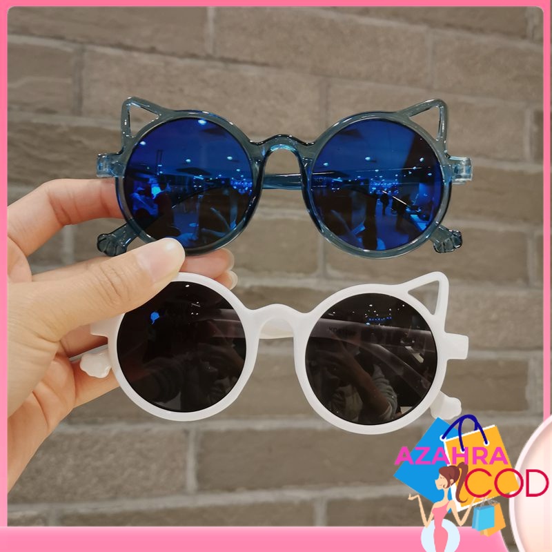 AZAHRA Kacamata Anak Kucing Kacamata Hitam Fashion Telinga Kucing Kaca Mata Hitam High Quality Kids Sunglasses Kaca Mata Murah Import