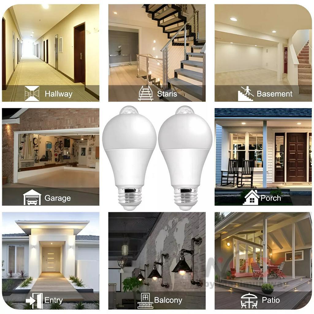 PIR Bohlam LED dengan sensor gerak auto on &amp; off ada yang lewat Warm White 12W 220V listrik PLN E27 fitting Security Motion Sensor Bulb LED lamp PIR Sensor Light Auto ON/OFF Night Light For Home Parking Lighting