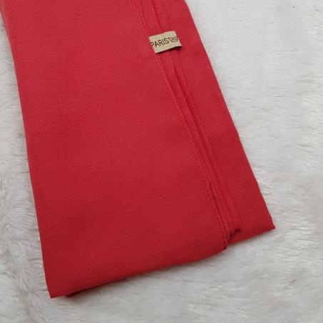 kerudung jilbab segi empat bahan PARIS VOAL PREMIUM anti letoy bisa untuk sekolah warna merah cabe /