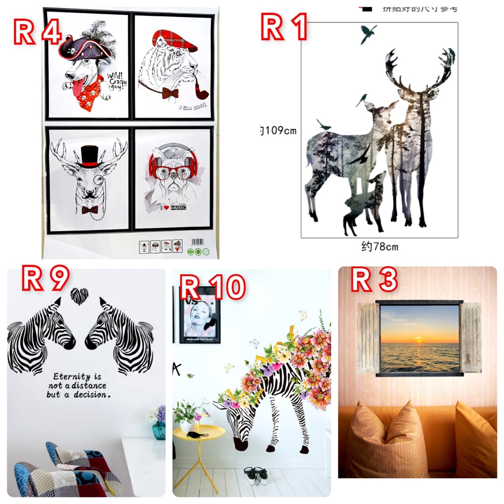 WALLSTICKER WALL STICKER STIKER DINDING RUSA  HIASAN DINDING ANIMAL SILUET JENDELA ZEBRA WALLSTIKER