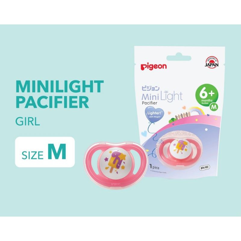 Empeng Pigeon Mini Light silicone Pacifier ada tutup S M L minilight-M, PINK