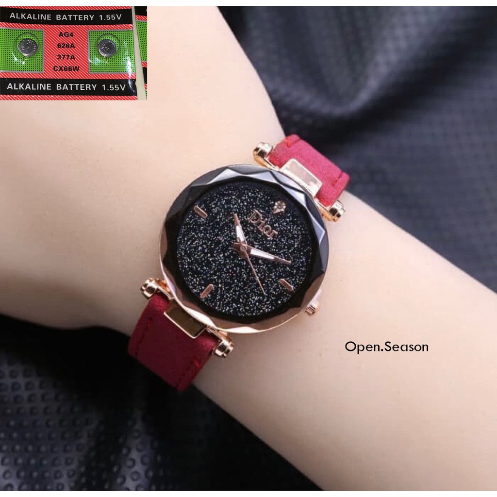 FREE BATTERY CADANGAN JAM TANGAN DIOR KULIT KACA BELIMBING JAM WANITA JAM TANGAN TOP MURAH JAKARTA