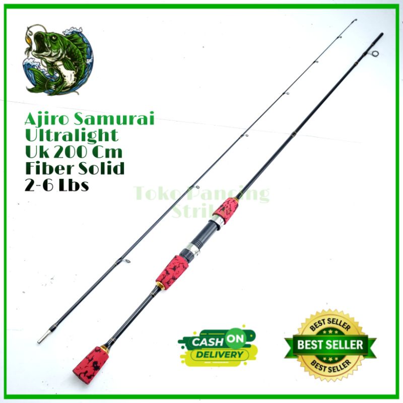 joran pancing ul ultralight murah kuat fiber solid padat lentur ajiro samurai 200 cm