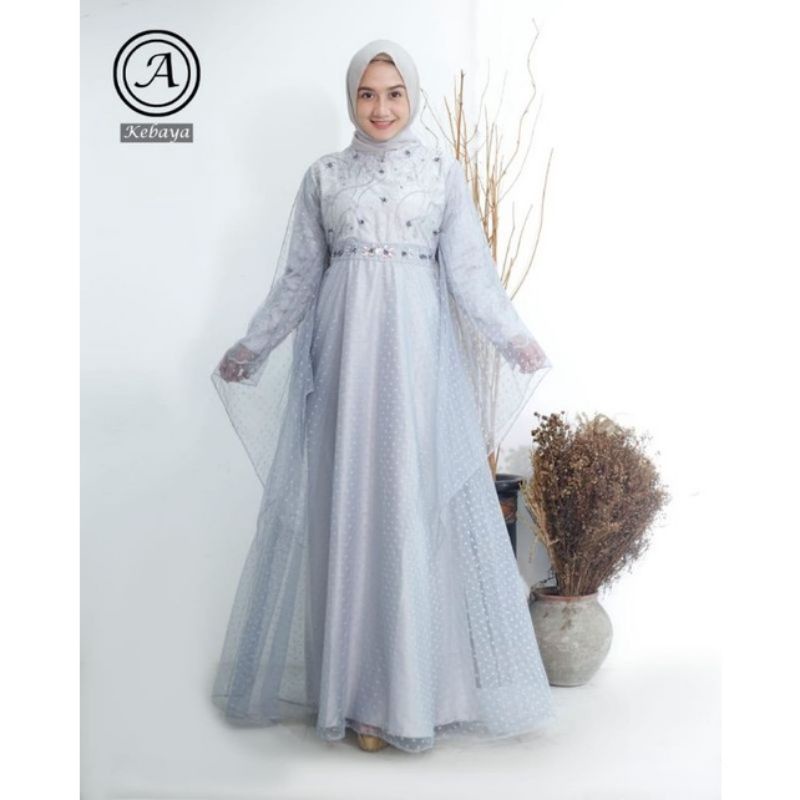 Gamis tulle muslim//gamis terbaruuu//dress tulle//gamis tulle modern