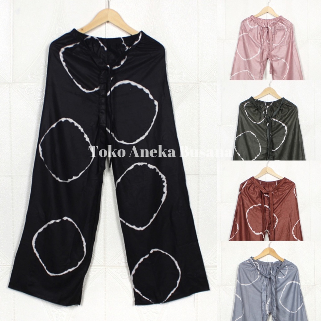 Celana Tidur Kulot Panjang Tie Dye Cincin Bahan Rayon