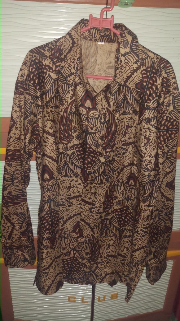 Kemeja Batik Pria Lengan Panjang Size M L Xl Xxl  Bswart Batik Hrb026 Kenongo Hem Panjang Padi