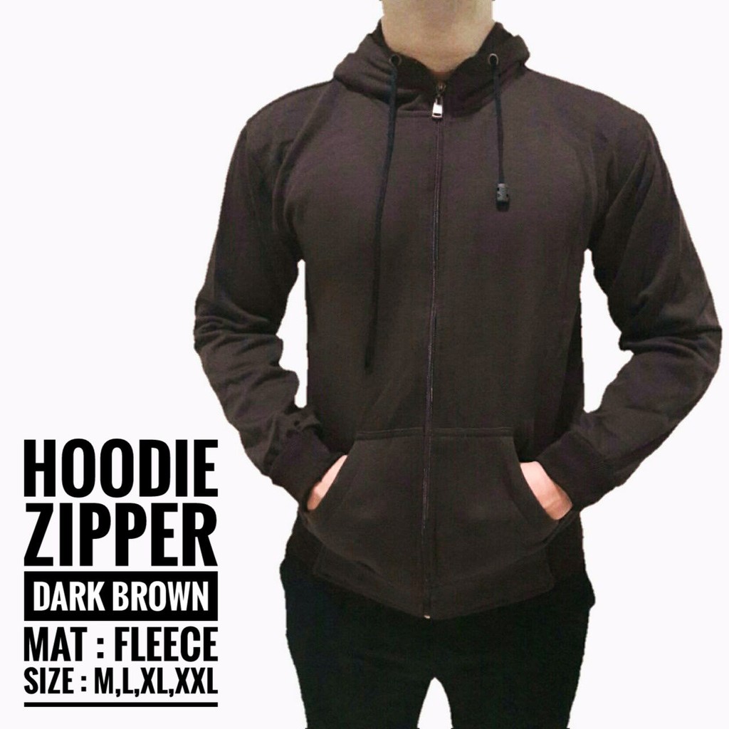 Jaket Hoodie Resleting Polos Pria Cowok Hitam Biru Merah Maroon Abu Coklat Aneka Warna