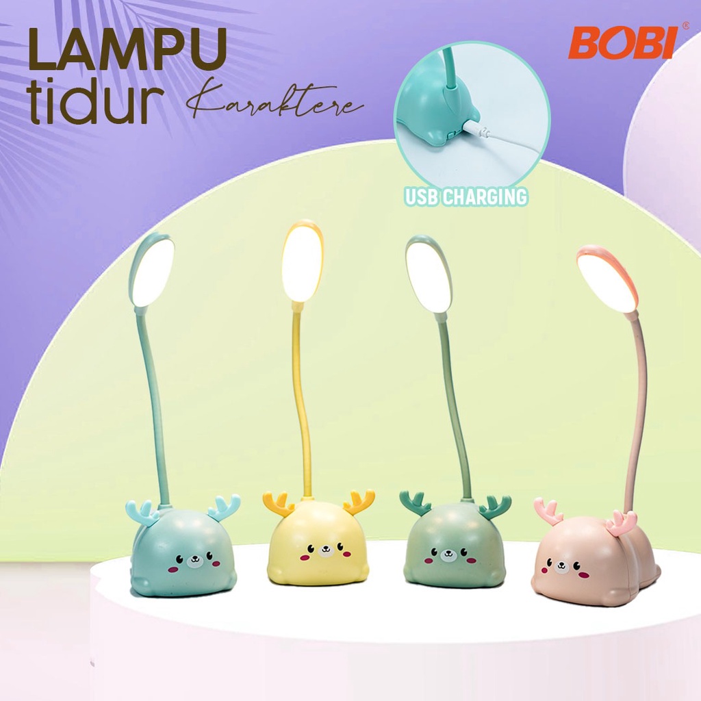 Lampu Tidur kode SQ330-A  LED Lucu / Lampu Tidur atau Lampu Belajar Motif Rusa Merk Bobi - Warna Random