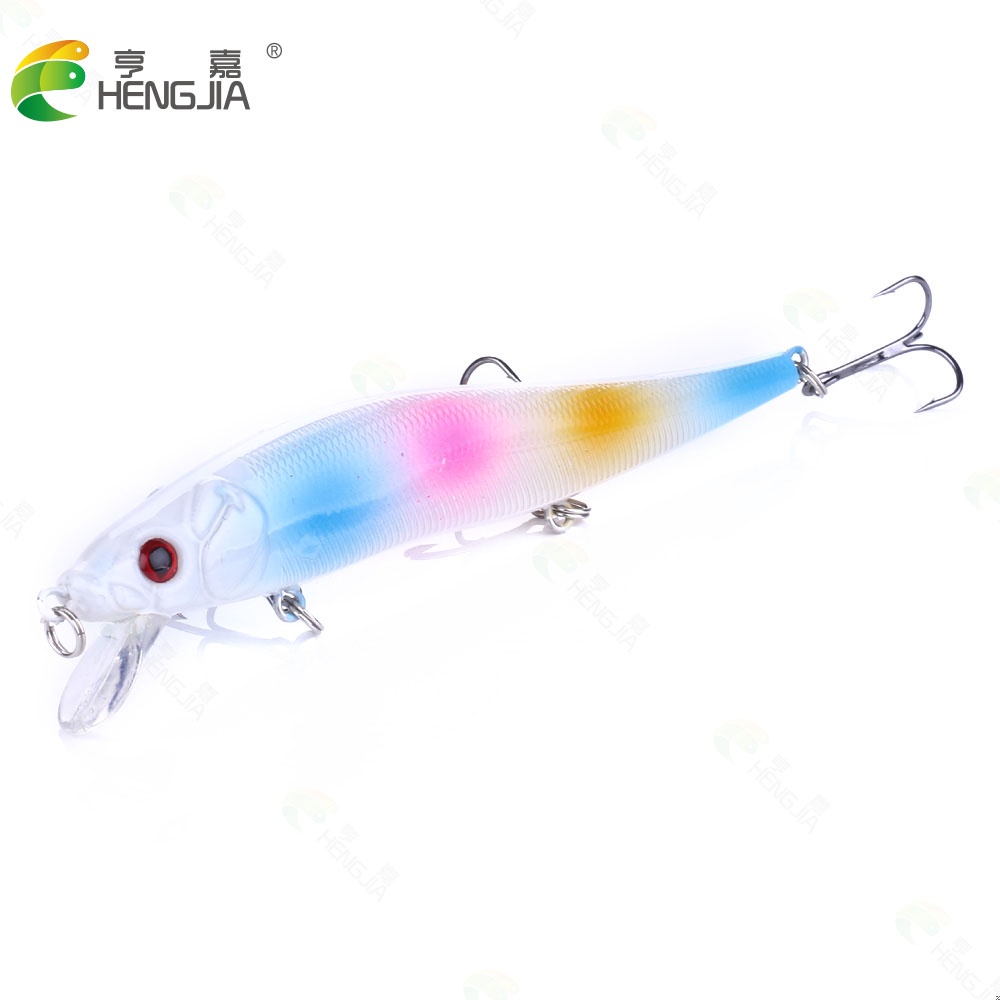 Hengjia 1pc Umpan Pancing Hardlure Bentuk Ikan Kecil Mata 3d 11.5cm 13.1g Dengan 3 Kail 11.5cm