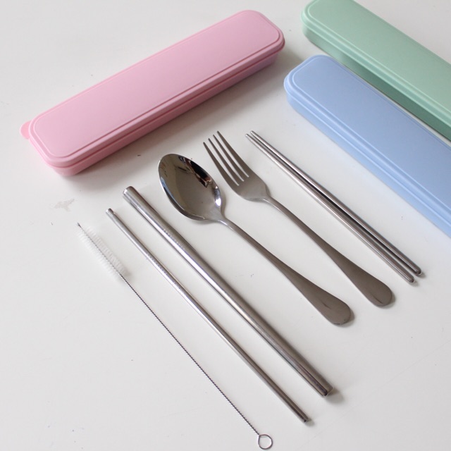 CUTLERY and STRAW SET (7in1) sedotan sendok