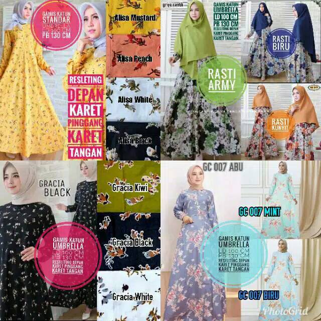 [GROSIR 8] PAKET USAHA - GAMIS KATUN BUSUI MOTIF MONALISA / Gamis Motif Embos Citra Kotak Polkadot Bunga Etnik