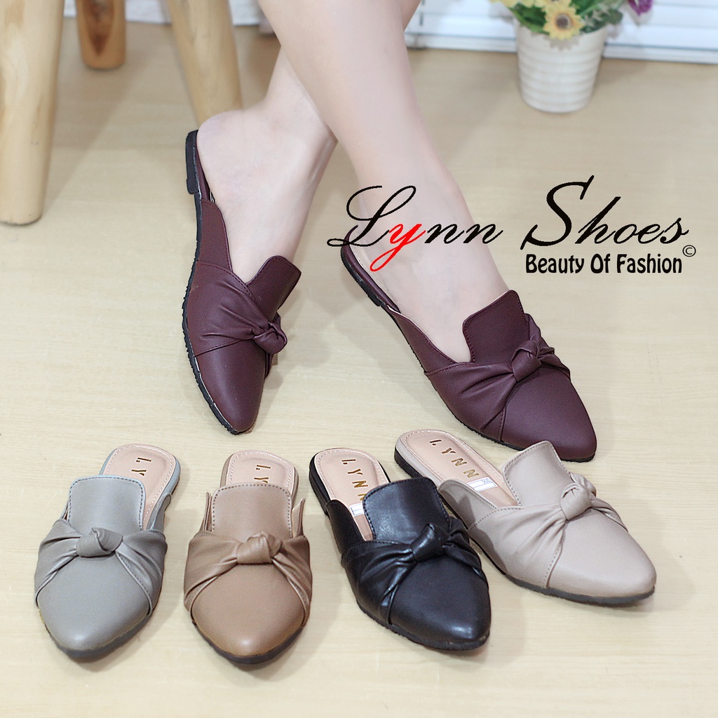 Lynn Sendal Selop Flat Wanita Exclusive S11U - Abu / Coklat / Cream / Hitam / Merah