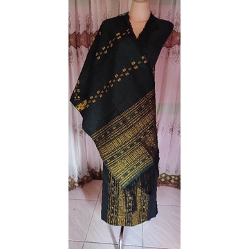 READY SONGKET TARUTUNG PUCCA BUNGA PUCCA BINTIK SARUNG TARUTUNG SETELAN ROK SELENDANG gradasi hijau 