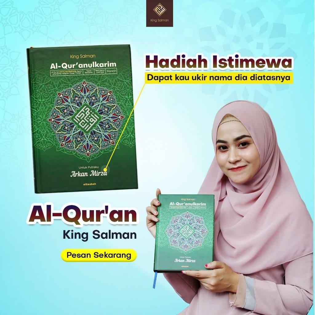 AL-QURAN HAFALAN KING SALMAN TERJEMAH PERKATA CUSTOM NAMA SENDIRI UKURAN BESAR A4