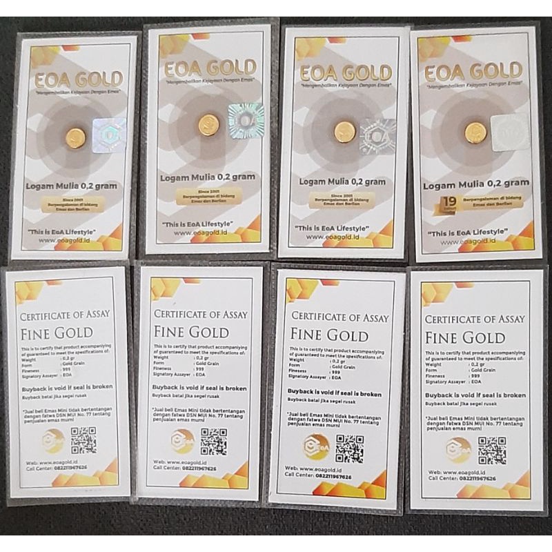 Logam mulia emas minigold eoa gold 24 karat 0.2 gram