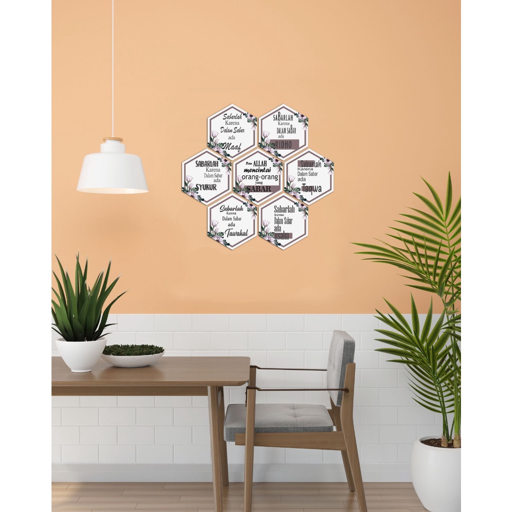 Prima Shabby Craft Hiasan Dinding Rumah Pajangan Dekorasi Wall Decor Hexagonal 7in1 Quote Sabar