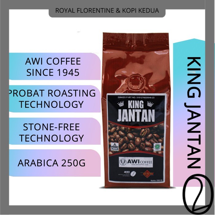 

- Kopi KING JANTAN Peaberry 250gr bubuk