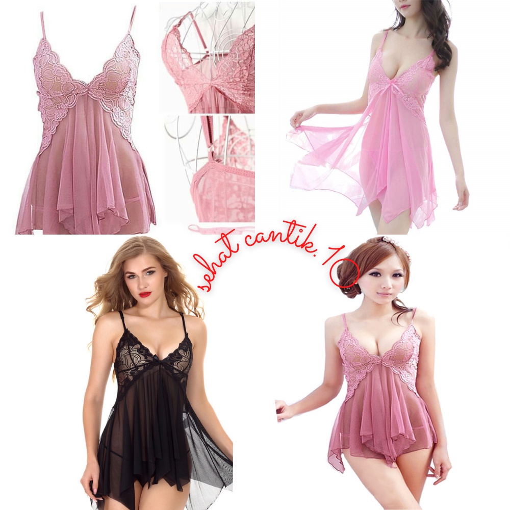 Pakaian Baju Lingeri Lingerie Linggeri Set Baju Gaun Tidur G String  Dinas Istri Untuk Suami Haram M