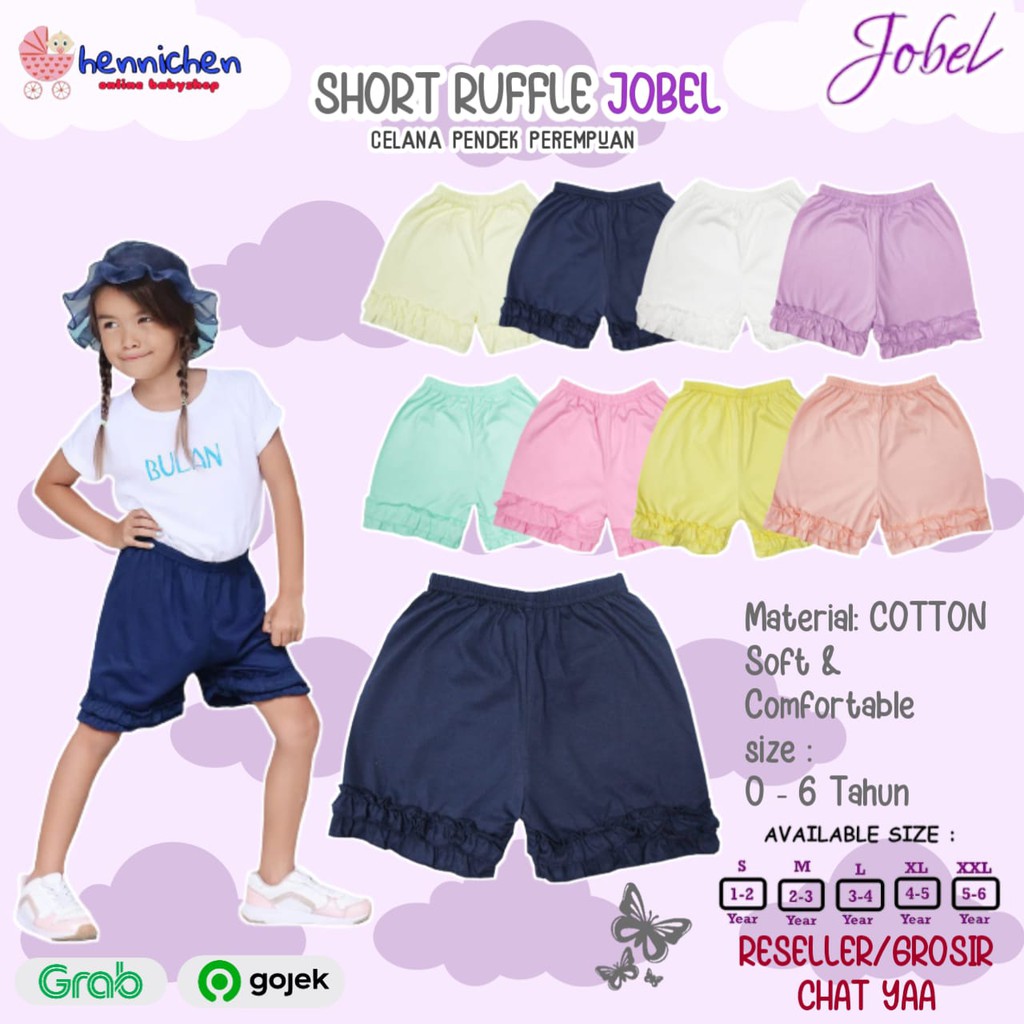 JOBEL SHORT RUFFLE - COLOURS EDITION CELANA PENDEK ANAK CELANA ANAK PEREMPUAN 0-6 thn