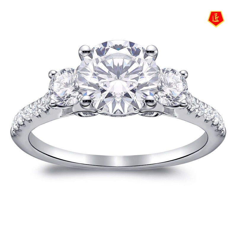 [Ready Stock]Round Diamond Moissanite Ring Simple Fashion