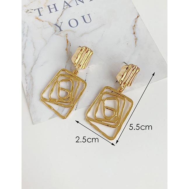 LRC Anting Tusuk Fashion Silver Alloy Geometry Earrings F74543