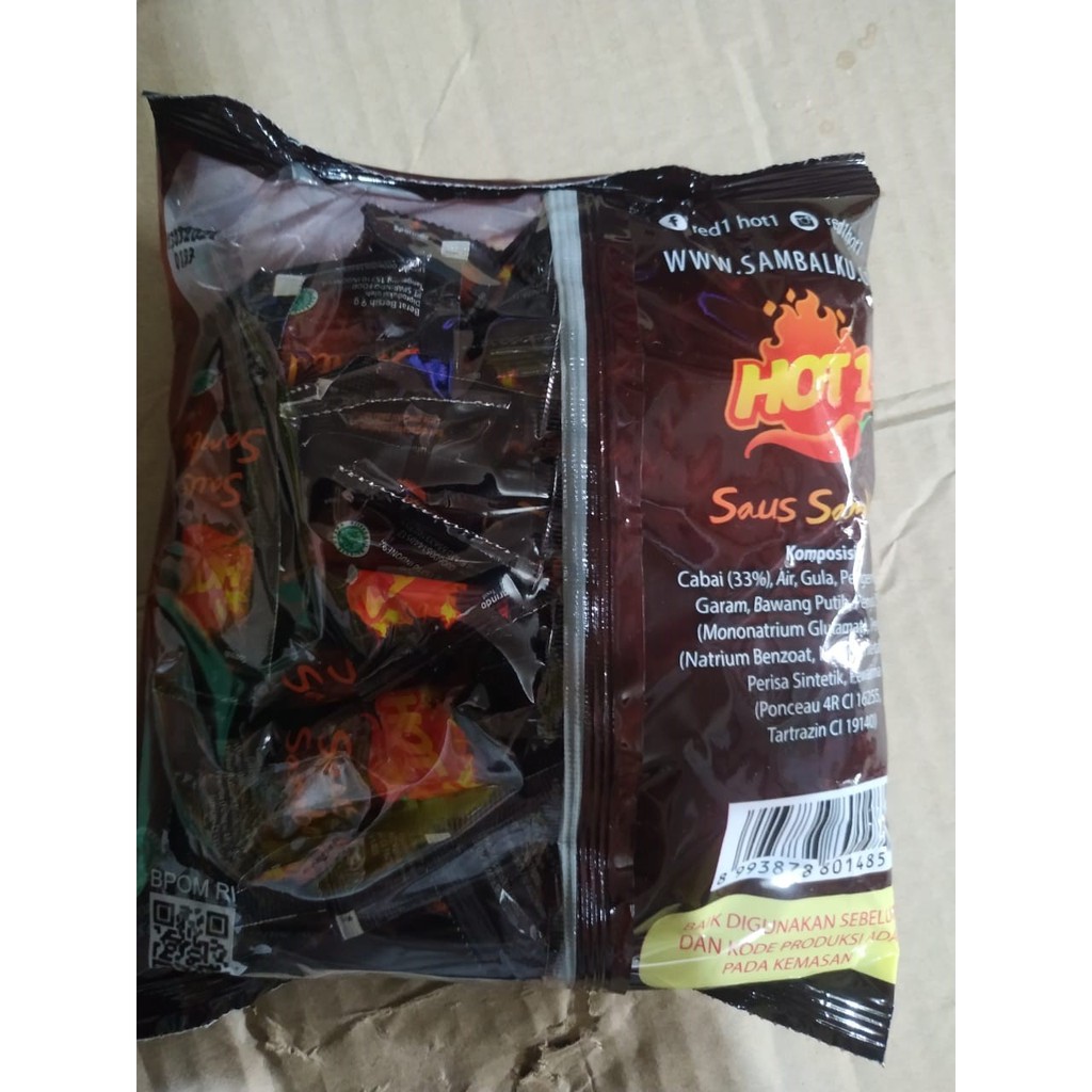 SAUS SAMBAL HOT1 SASET PER PAK ISI 25 X 9 GRAM