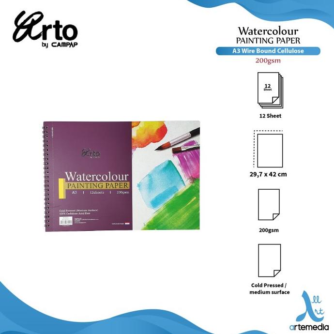 

(BISA COD) Arto A3 Cellulose Watercolor Wire-O Book STOK TERBATAS Kode 557