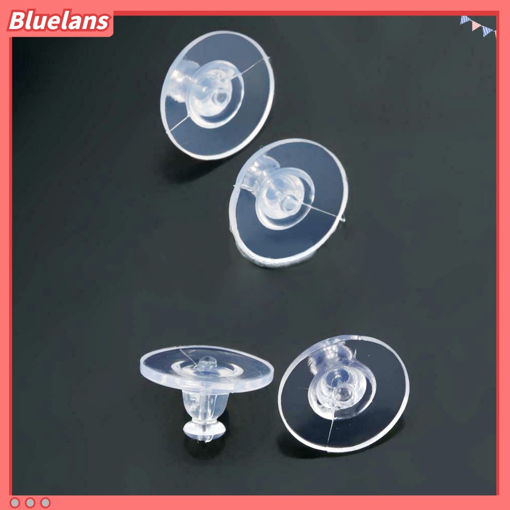 Bluelans 100Pcs Transparent Silicone Earring Stopper Posts Safety Back Nuts Findings