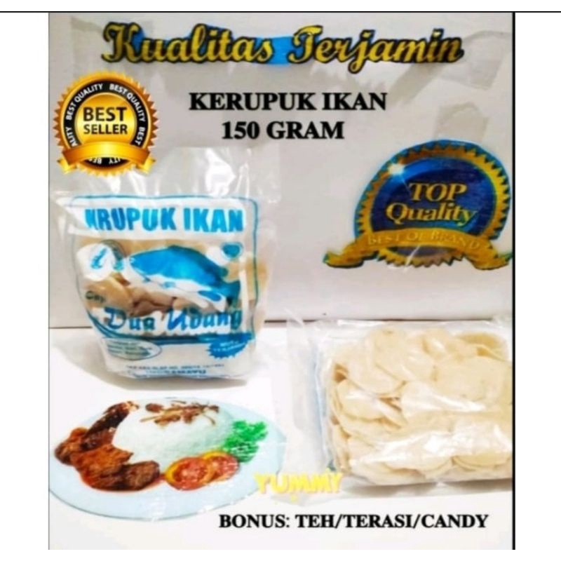 

KERUPUK IKAN @150 GR CAP 2 UDANG BONUS TERASI KHAS CIREBON