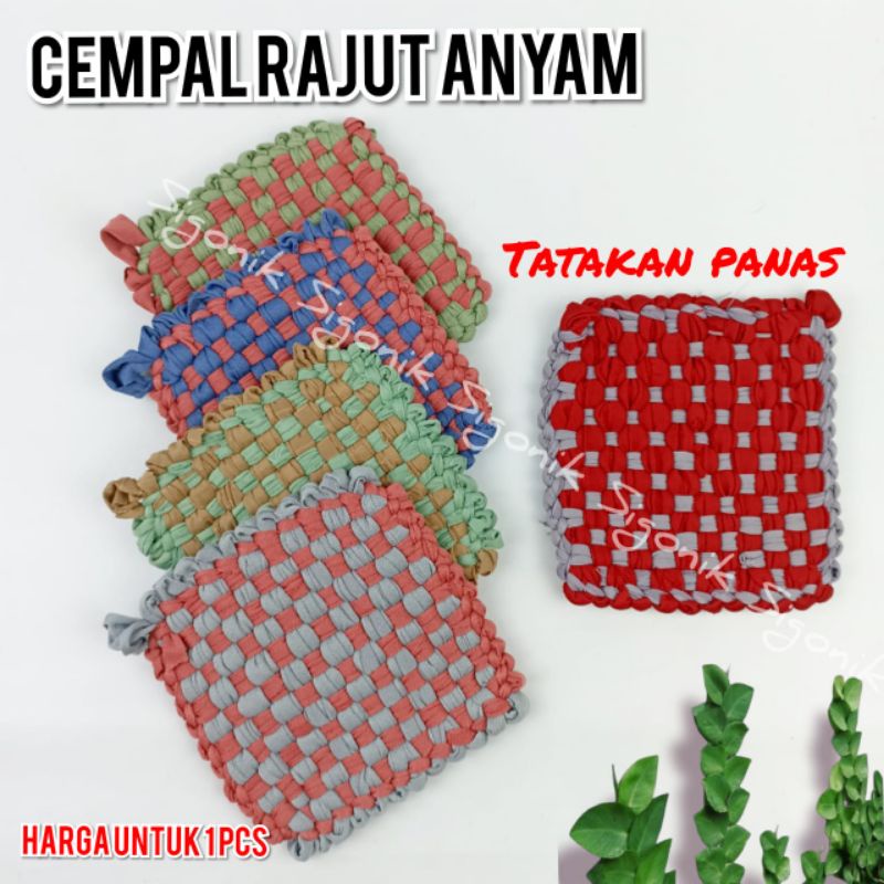 1 Pcs CEMPAL Pegangan Penahan Tatakan Panas Panci Wajan Pelindung Tangan Kain Rajut Anyaman Warna Random Murah Dapur Aksesoris Souvenir Sigonik