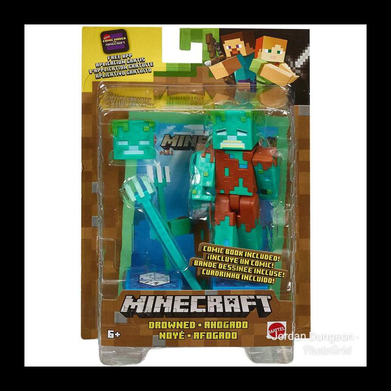 Baru Minecraft Comic Maker Drowned Action Figure Original Mojang Action Figure Terlaris Dan Murah