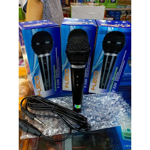 Microphone DYNAMIC Mic Kabel Karaoke FLECO F 320 // F 318 Mic Kabel Suara Jernih