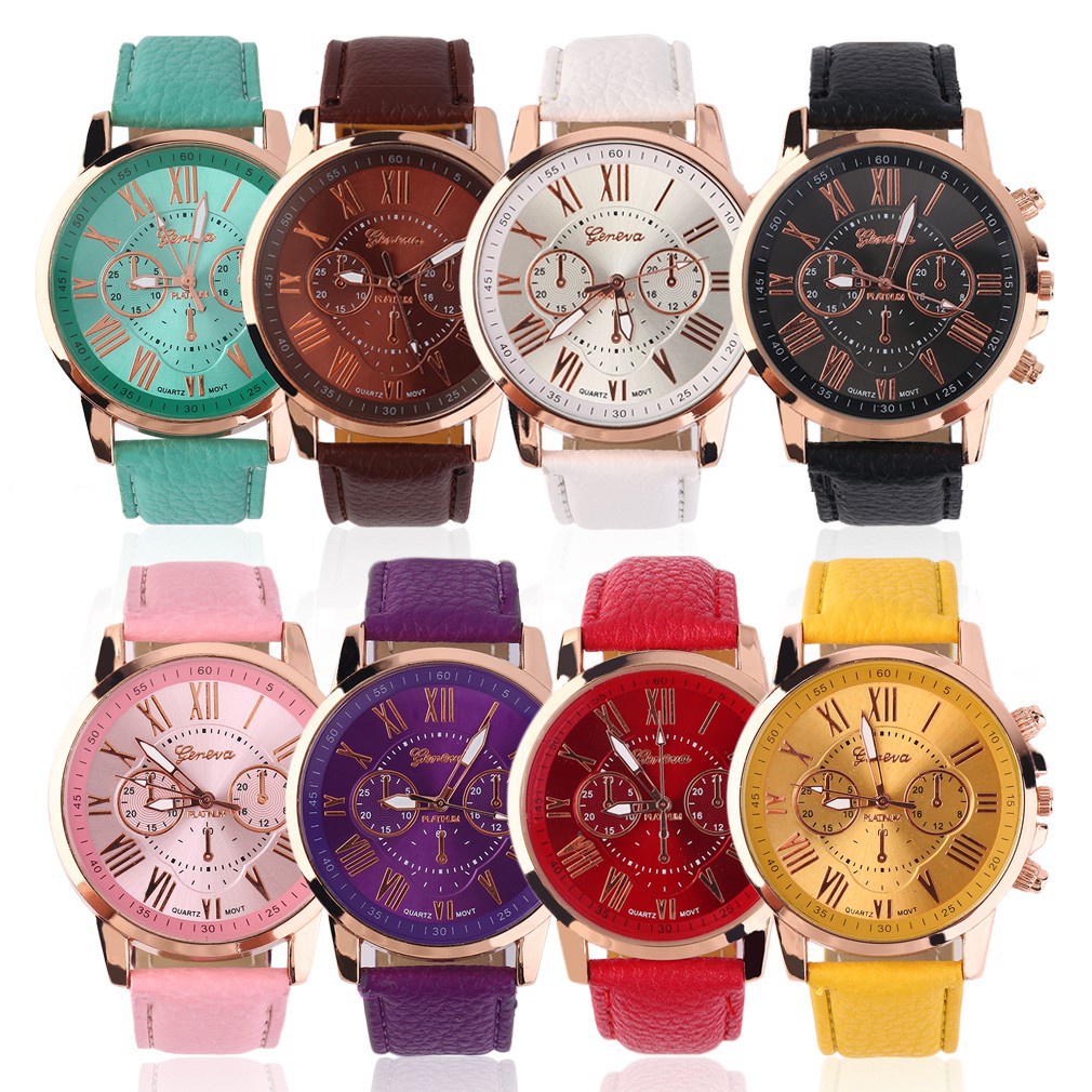 ✅COD J100 Jam Tangan Geneva Leather Quartz Fashion Wanita Import Murah Jakarta