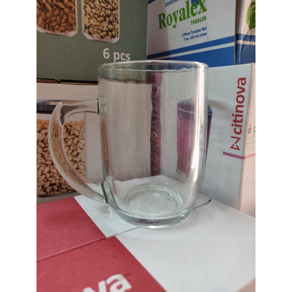 1PCS 420 ml Gelas Kaca M1551 Gelas Gagang Gelas Teh Gelas Warung Gelas Café