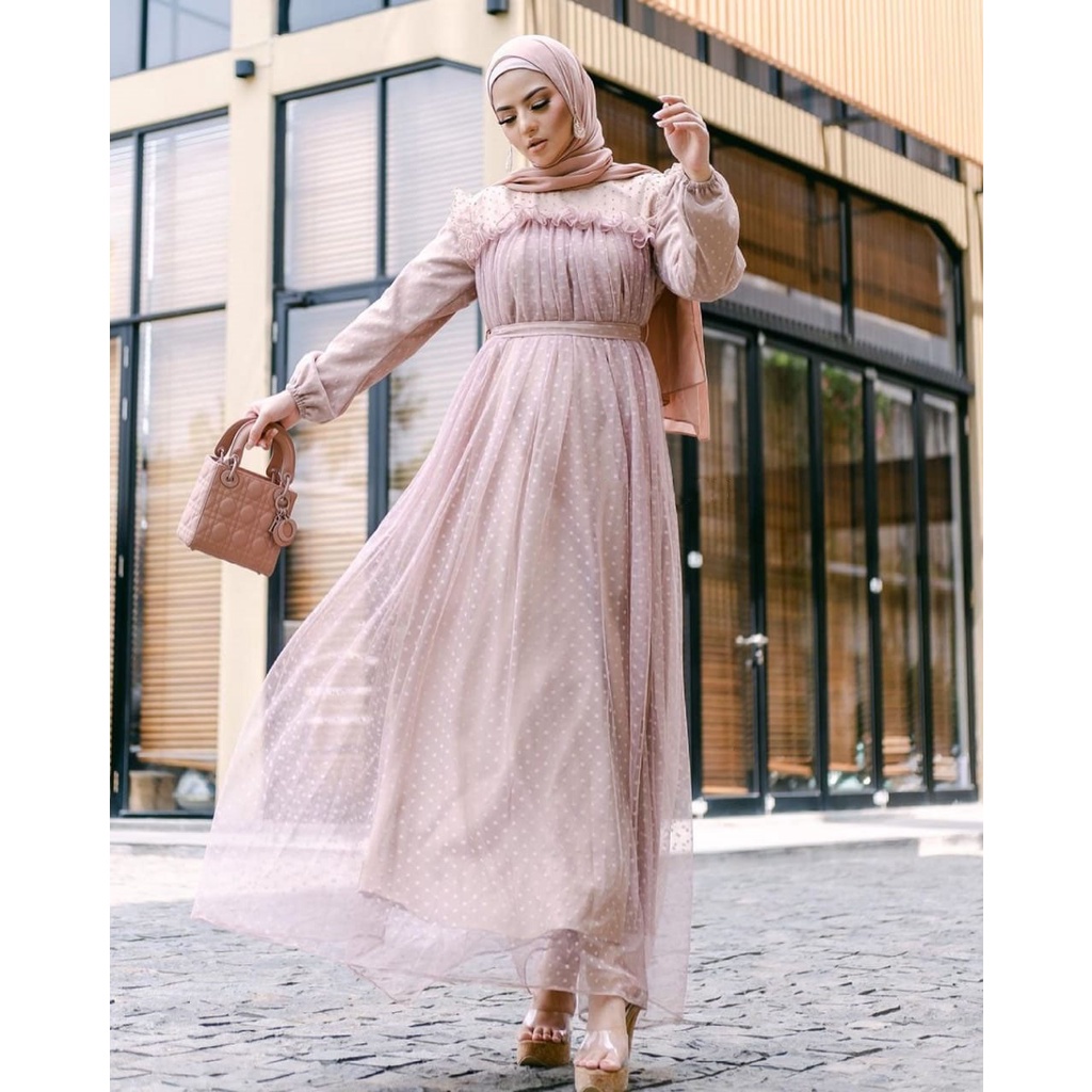 COD | PROMO TERMURAH Marbela Maxy Dress l Gamis Brukat Tile Pesta Kondangan Muslim Fashion Wanita