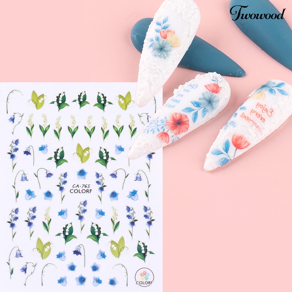 Stiker Kuku Motif Bunga Daun Burung Butterfly Warna-Warni Untuk Dekorasi Manicure