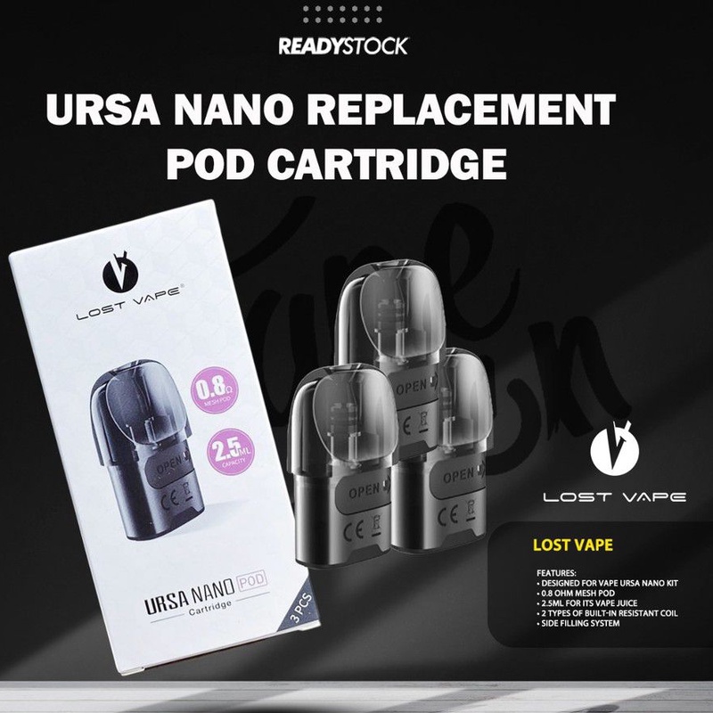 authentic satuan  catridge ursa nano pod 0 8 ohm 1 0 ohm by lost vape
