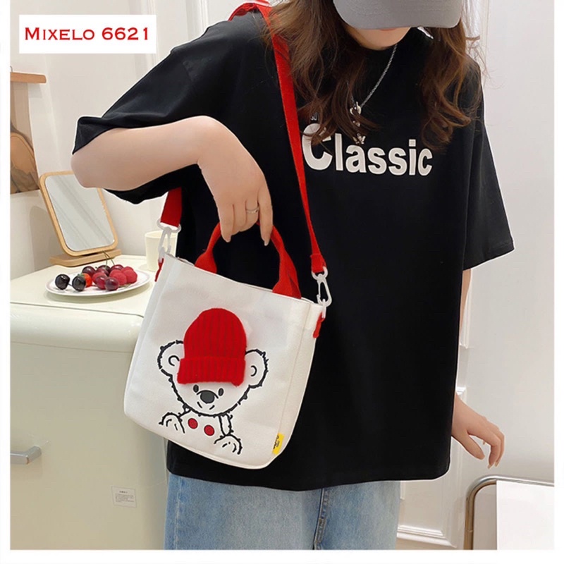 TAS WANITA CEWEK TOTE BAG BEAR 6621 TAS MODEL KOREA CEWEK SIMPEL MURAH TERBARU