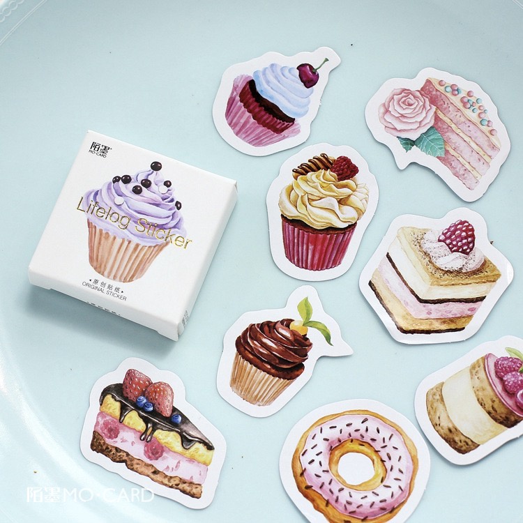 

Stiker Scrapbook Sticker Bujo Lucu Food Cake Kue (45 pcs)