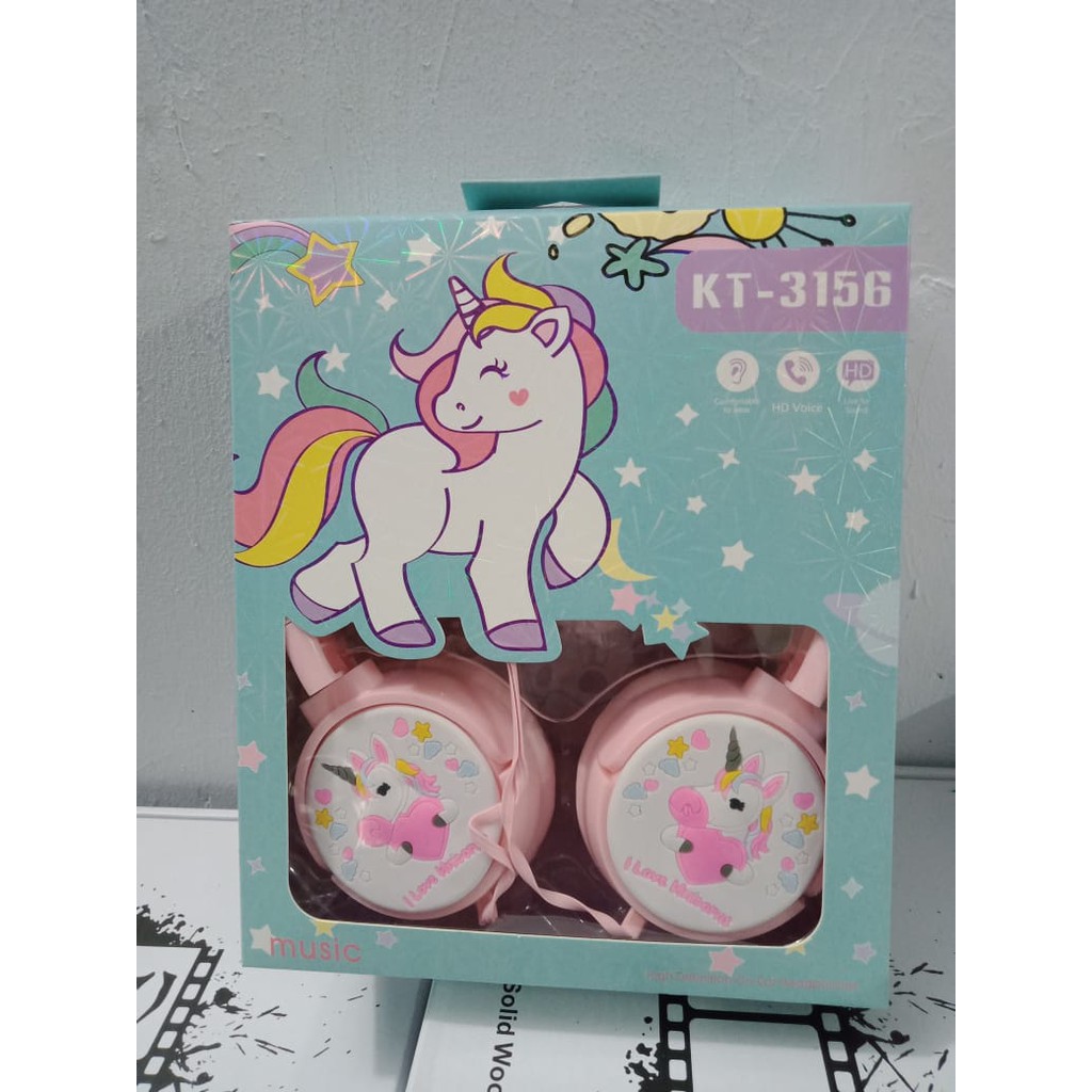 Headset Headphone Karakter Cartoon /Unicorn KT-3156 SUPER BASS/ HEADSET KARAKTER KT3156 + MIC