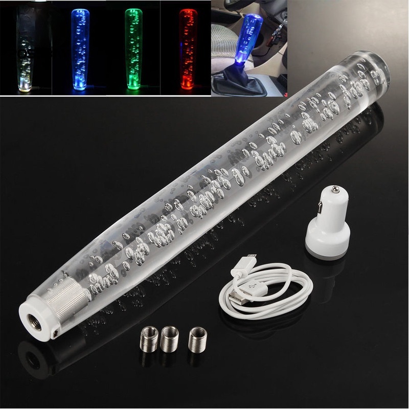 10 /15 /20 /25 /30CM Universal LED Warna-Warni Gradiasi Kristal Gelembung Gaya Manual Mobil Gear Stick Shifter Tuas Knob