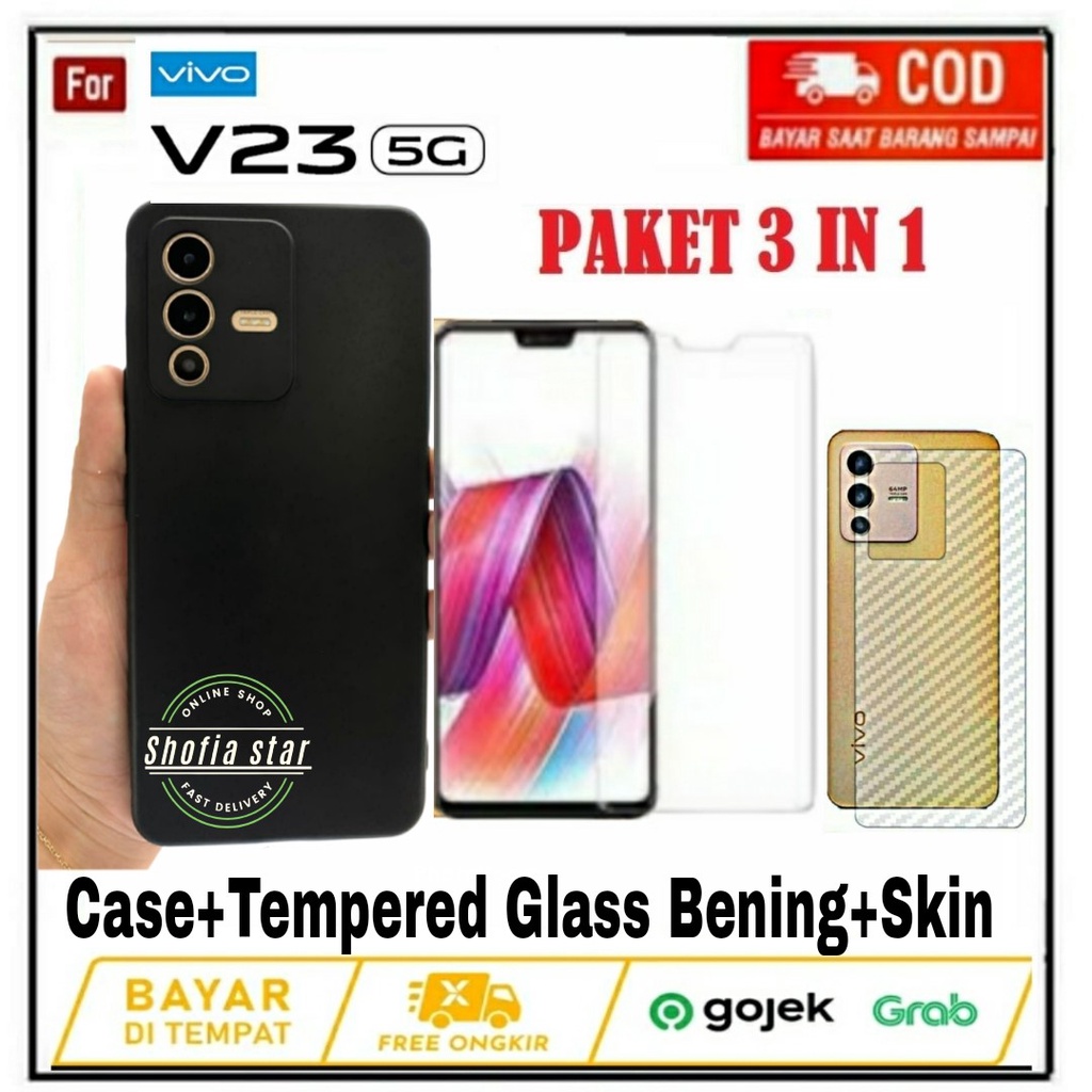 3IN1 CASE VIVO V23 5G SOFTCASE SLIM MATTE PREMIUM BLACK PROTECT CAMERA