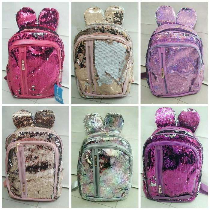 Tas Sekolah Ransel Impor Sequin Manik Flip Anak Perempuan Sd Besar