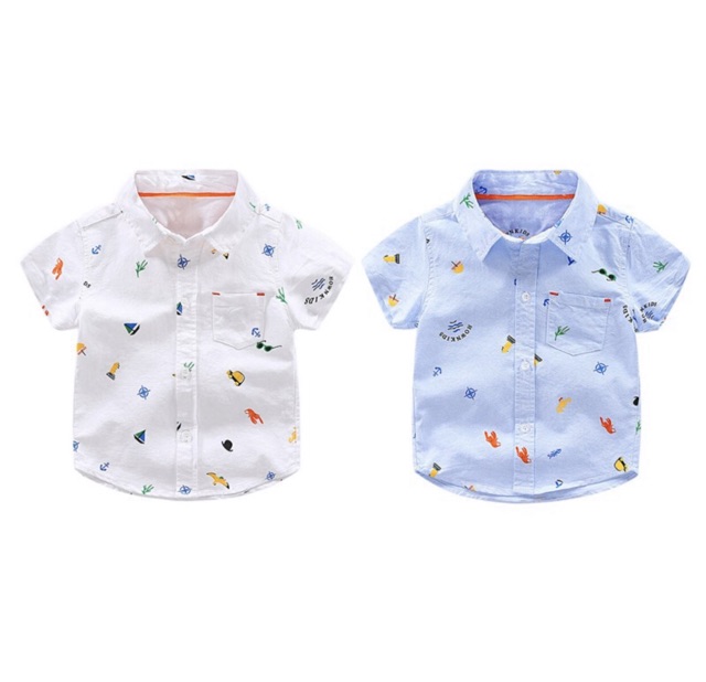 Baju katun kemeja Lengan Pendek Anak Laki Laki